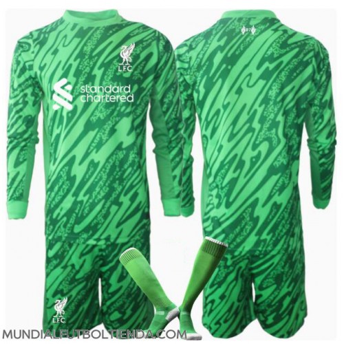 Camiseta Liverpool Portero Segunda Equipación Replica 2024-25 para niños mangas largas (+ Pantalones cortos)